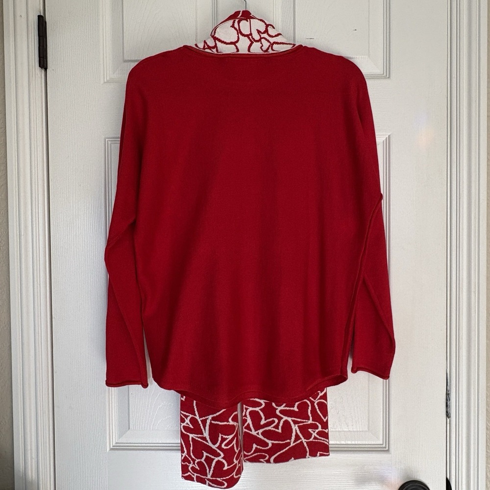 Cynthia Rowley Women M Knit Sweater & Scarf  Top Red Heart Valentine Love - Picture 3 of 8
